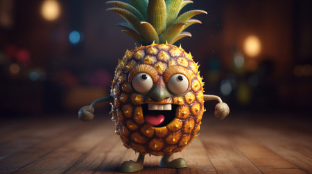 Illustration of fruits with happy emoticonsの素材