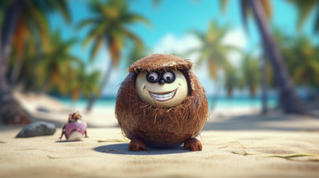 Illustration of fruits with happy emoticonsの素材