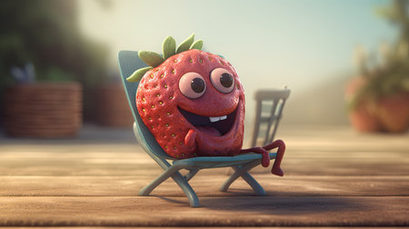 Illustration of fruits with happy emoticonsの素材