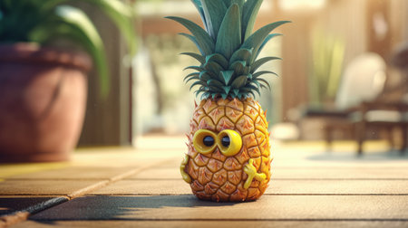 Illustration of fruits with happy emoticonsの素材