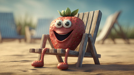 Illustration of fruits with happy emoticonsの素材