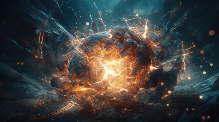 An illustration of the Big Bang explosion, 3d realisticの素材