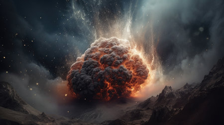 An illustration of the Big Bang explosion, 3d realisticの素材