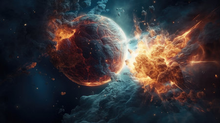 An illustration of the Big Bang explosion, 3d realisticの素材