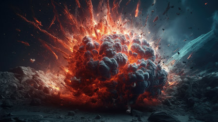 An illustration of the Big Bang explosion, 3d realisticの素材