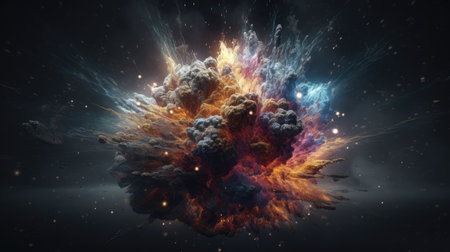 An illustration of the Big Bang explosion, 3d realisticの素材