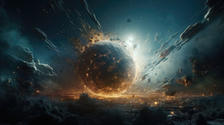 An illustration of the Big Bang explosion, 3d realisticの素材