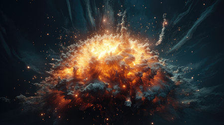 An illustration of the Big Bang explosion, 3d realisticの素材