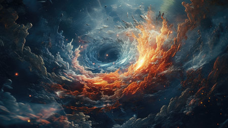 An illustration of the Big Bang explosion, 3d realisticの素材
