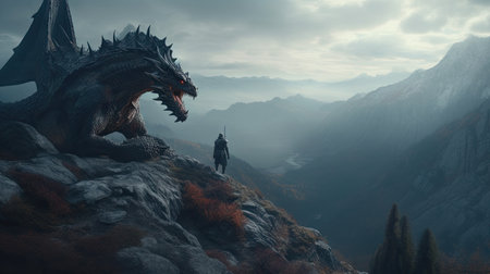 Slay A Dragon Day illustration, 3d realisticの素材