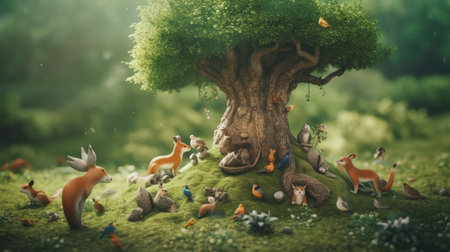 tree day illustration, 3d realisticの素材