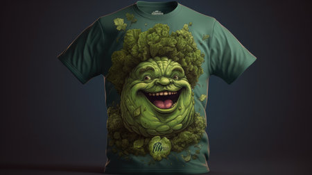 Green monster in t-shirt, 3d render. T-shirt designの素材