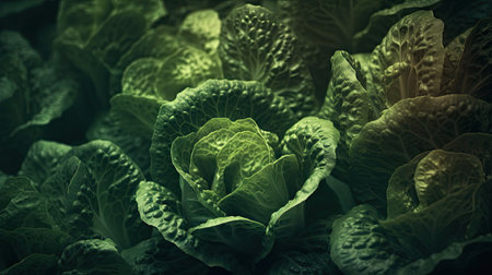 Cabbage in the garden. Close up. Selective focus. Toned.の素材