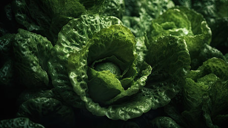 Close up of fresh green savoy cabbage. Selective focus. Toned.の素材