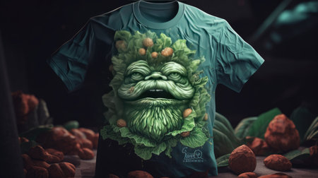Creepy green monster wearing a t-shirt. Halloween concept.の素材