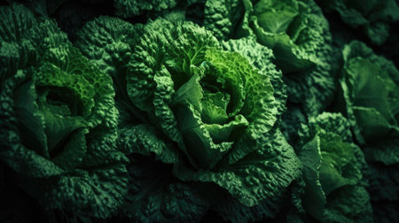 Fresh savoy cabbage in the garden. Selective focus. Toned.の素材