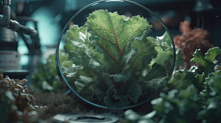 Organic vegetables growing in a glass florarium. 3d renderingの素材
