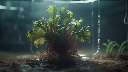 Green seedling growing in a greenhouse. Concept of new life.の素材