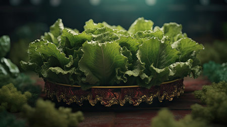 Lettuce in hydroponic vegetable garden. Fresh lettuce in a basket.の素材