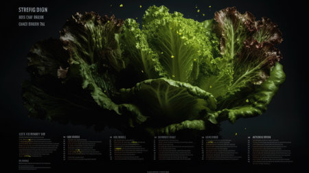 Illustration of lettuce on a dark background with space for text.の素材