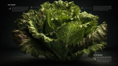 Lettuce on black background. Realistic illustration of lettuce.の素材