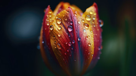 Illustration of beautiful tulips in the garden, 3d realisticの素材