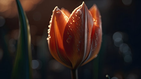 Illustration of beautiful tulips in the garden, 3d realisticの素材