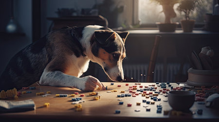 illustration of bond with your dog day, 3d realisticの素材