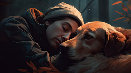 illustration of bond with your dog day, 3d realisticの素材