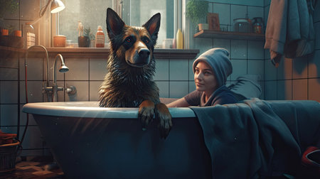 illustration of bond with your dog day, 3d realisticの素材