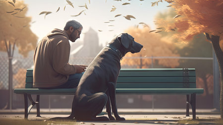 illustration of bond with your dog day, 3d realisticの素材