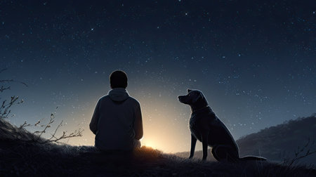 illustration of bond with your dog day, 3d realisticの素材