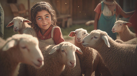 Eid al-Adha Celebration, the Moment of Sacrificial Animal Slaughter, happyの素材