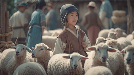 Eid al-Adha Celebration, the Moment of Sacrificial Animal Slaughter, happyの素材