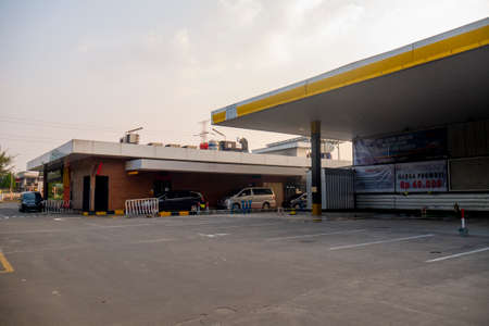 Bogor, Indonesia - July 3rd 2021 : situation at one of rest area Indonesia Toll, during local...