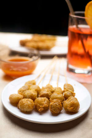 Homemade Cilor Favourite Street Food from Indonesia Made from Tapioca Flour and Egg. Decorated with...