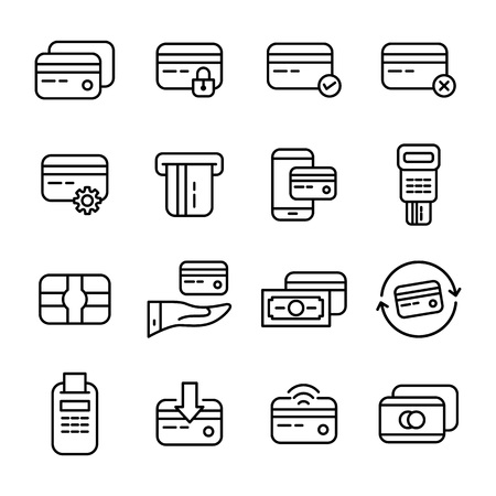 Credit Card And Debit Card Related Iconsのイラスト素材