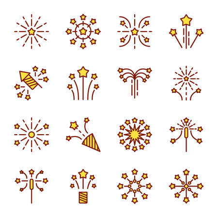 firework line icon. Petard, stars, festival and event, celebrate and partyのイラスト素材