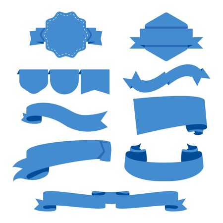 Vector banner ribbons. Flat vector ribbons banners flat isolated on white background.のイラスト素材