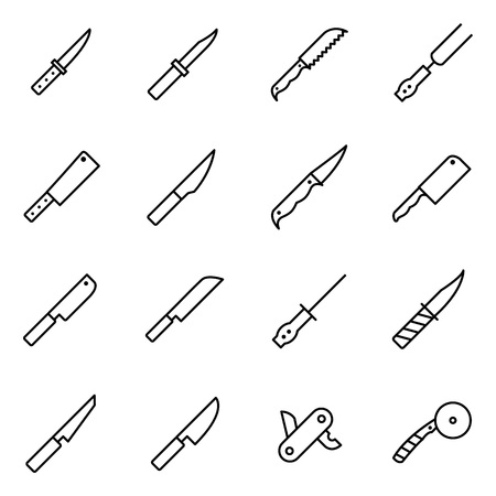 Knife icons collection. Collection of combat knives and survival knivesのイラスト素材