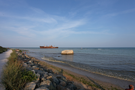 Wreck at Black Sea shoreのeditorial素材