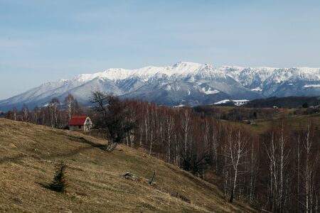 Carpathian Mountains in winter sceneの写真素材