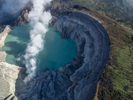 The crater or caldera of Kawah Ijen in Banyuwangi - Indonesia.の写真素材