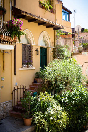 A beautiful house in Taormina, Sicily.の写真素材