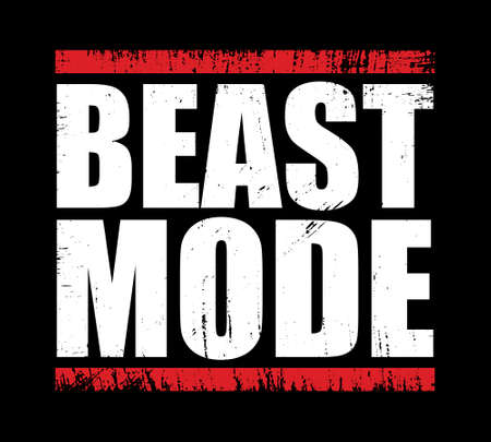 BEAST MODE Gym Fitness T-shirt Design with grunge effect. Print ready vectorのイラスト素材