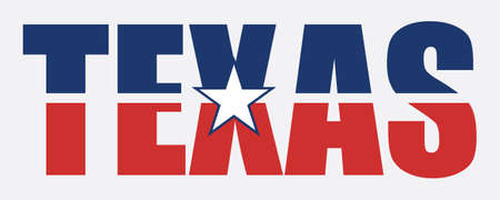 Texas text with a star in the middle. Design element for poster, t-shirt print, banner.