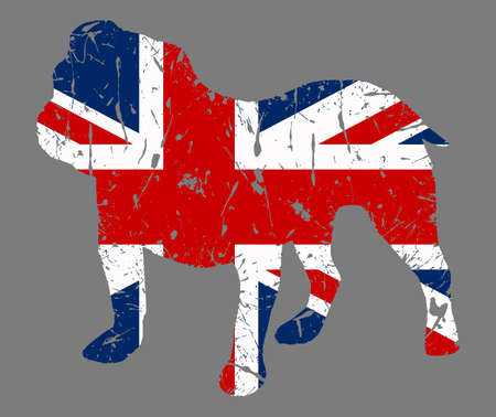 British flag bulldog. Grungy effect.のイラスト素材