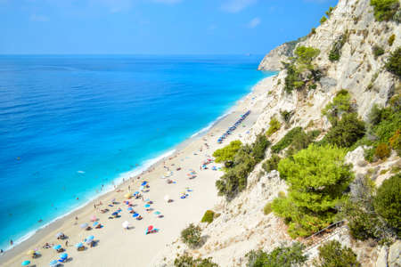 Lefkada island in Greece. Egremi beachの写真素材
