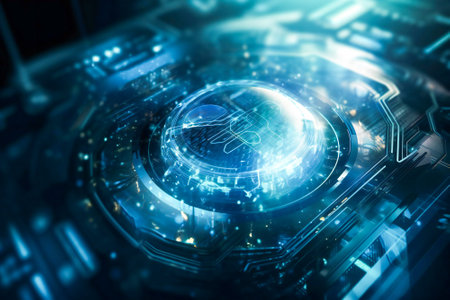 Generic information technology, computer architecture or artificial intelligence abstract concept illustration. Created with Generative AI technology.の素材