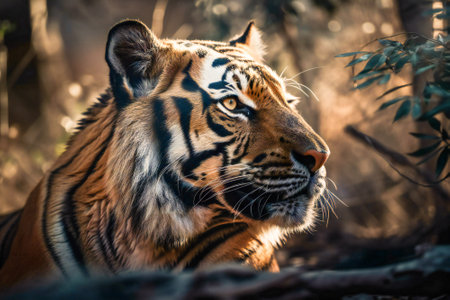 Tiger in nature. Created with Generative AI technology.の素材